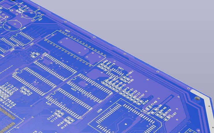 Close-up render of the Console II board in blue