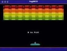 A Breakout-style game with rainbow rows of bricks