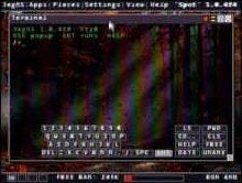 Terminal window with an on-screen keyboard and command buttons