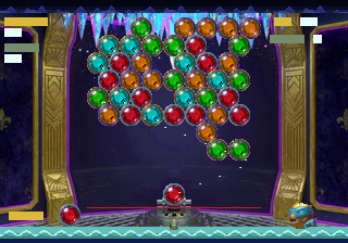 Mister Buster gameplay: the bubble cluster a few shots later
